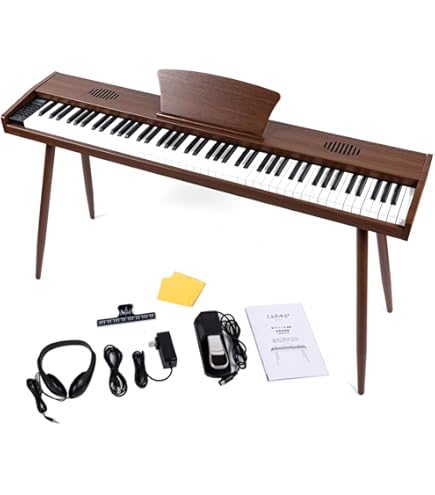 Amazon | KUMENG デジタルピアノ88キーセミウェイトキーボード、フル